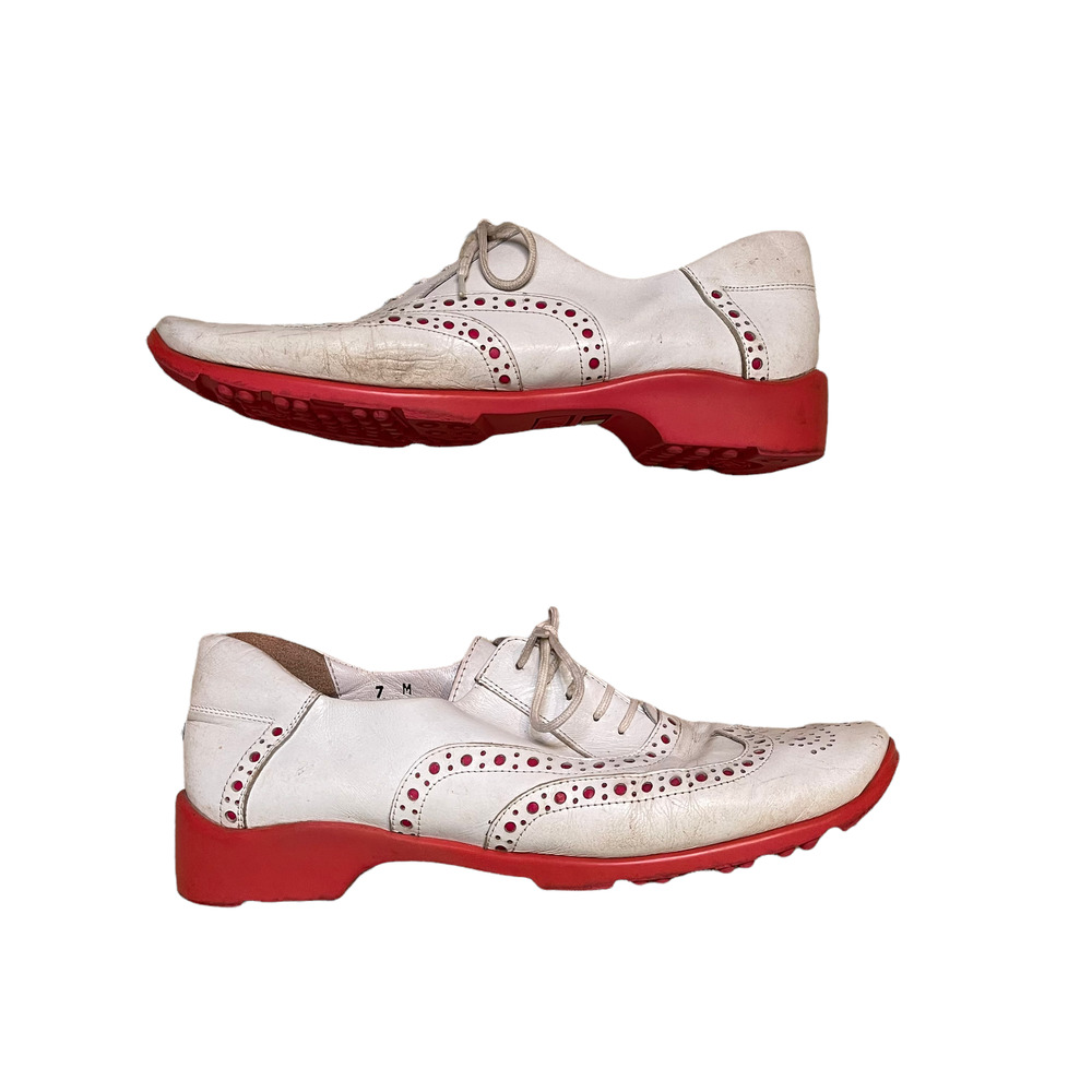 Sesto Meucci Golf By Sherry‎ Spikeless Shoes Size 7M White Leather Wing Tip